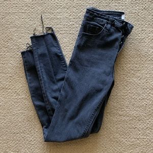 Black button fly jeans